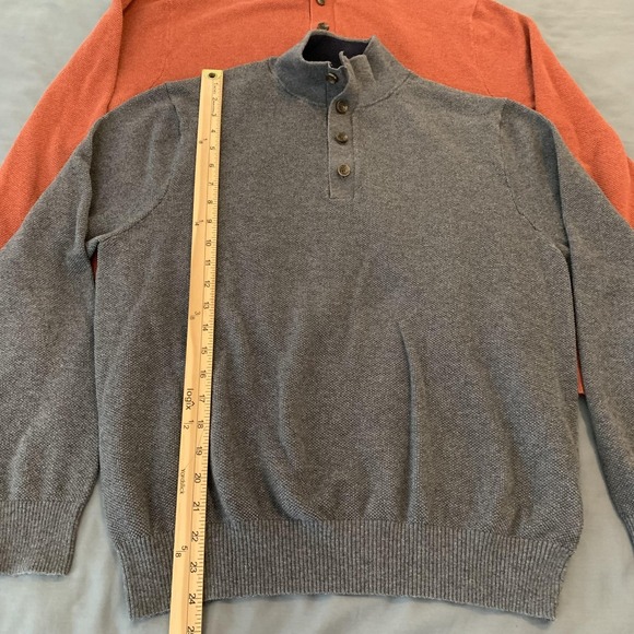 Brooks Brothers Sweaters Lot Of 2 Mens Large Gray Orange Cotton Cashmere Henley - Picture 6 of 12